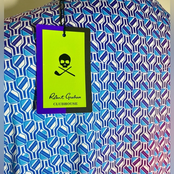 Robert Graham | Paddle Me Geo Print Short Sleeve T-Shirt | Blue Multi | Large - Picture 4 of 6